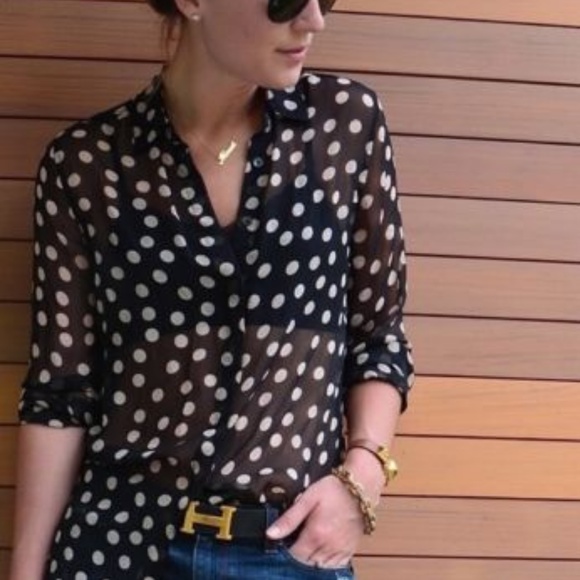 equipment polka dot silk blouse